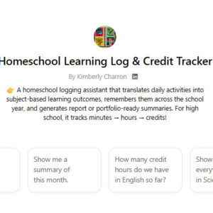 homeschool learning log and credit tracker customgpt